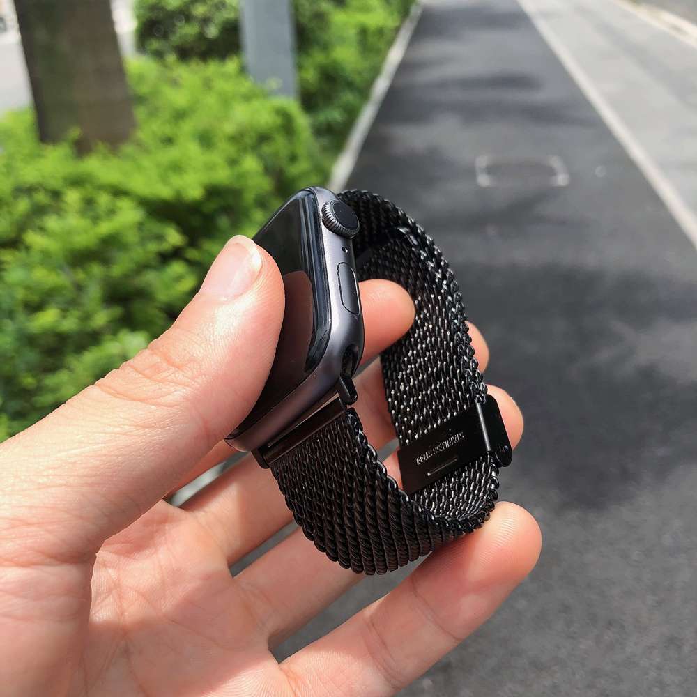 アップルウォッチバンド メッシュ編み込みステンレスバンド