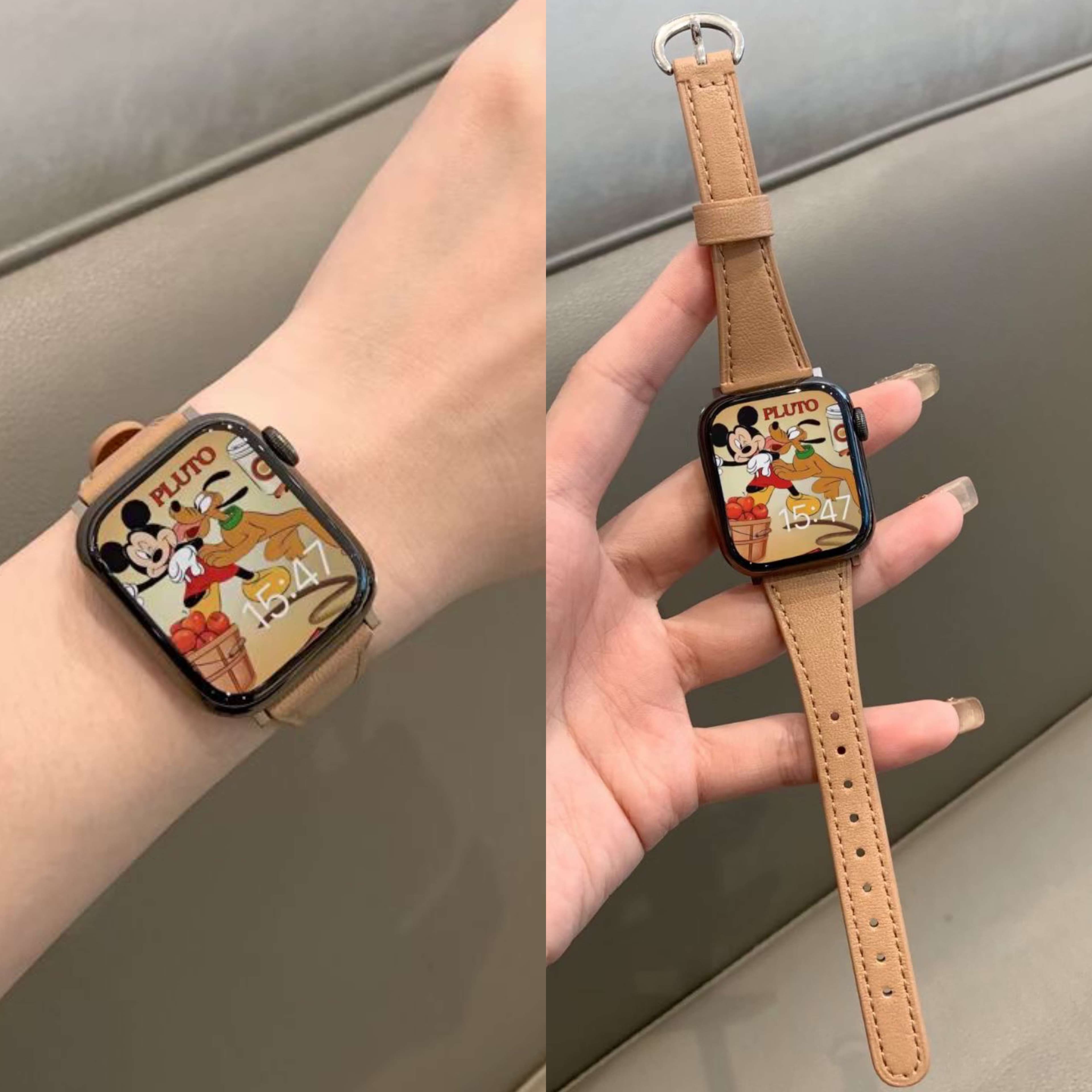 本革スリムベルト型アップルウォッチバンド
