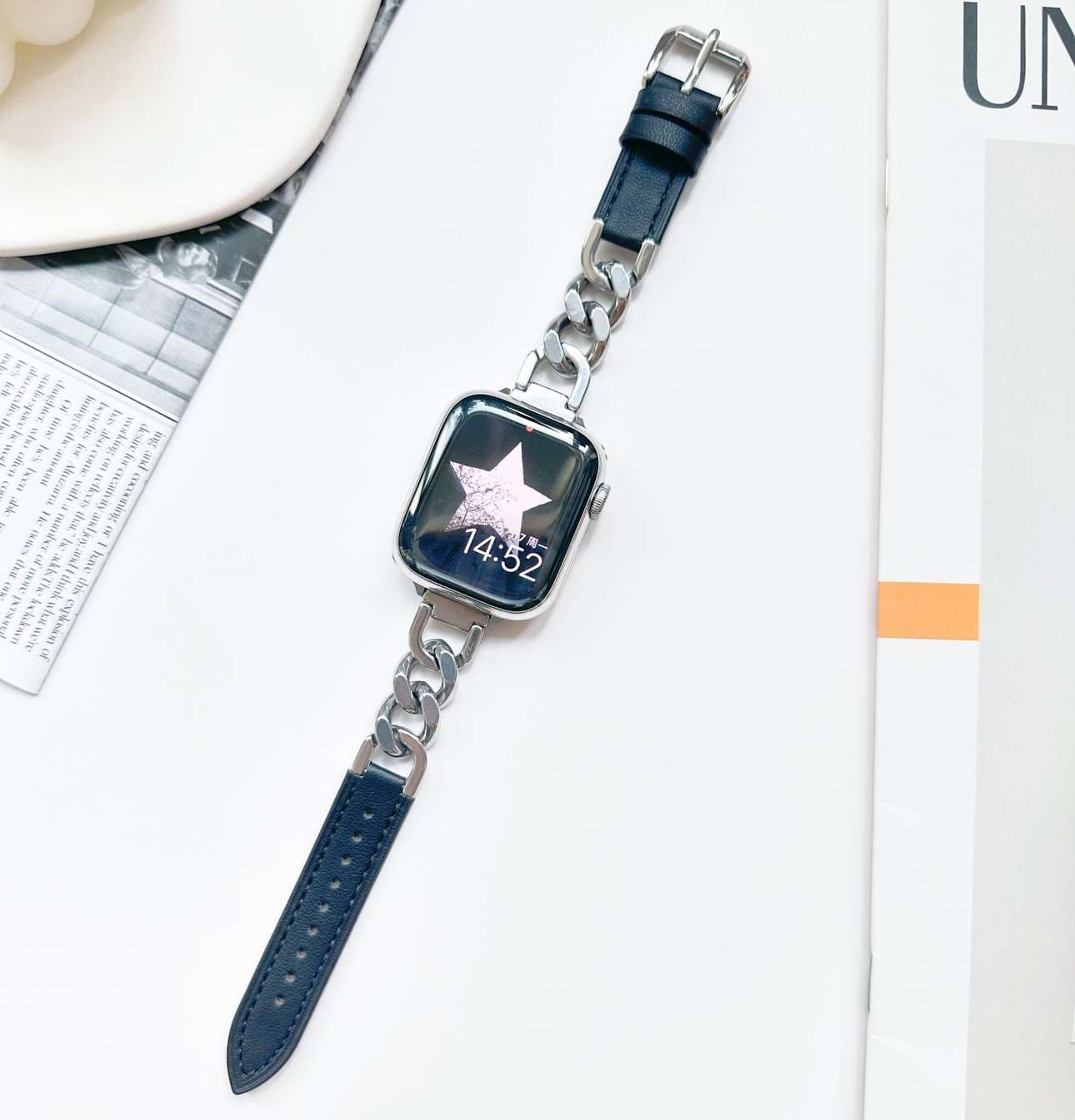 アップルウォッチバンド エレガントチェーンレザーコンビApple Watchバンド