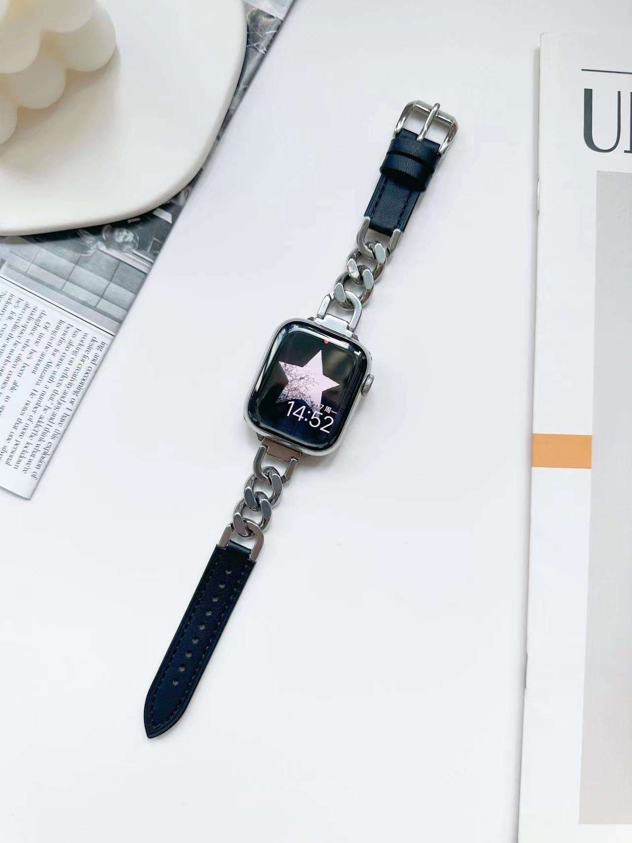 アップルウォッチバンド エレガントチェーンレザーコンビApple Watchバンド