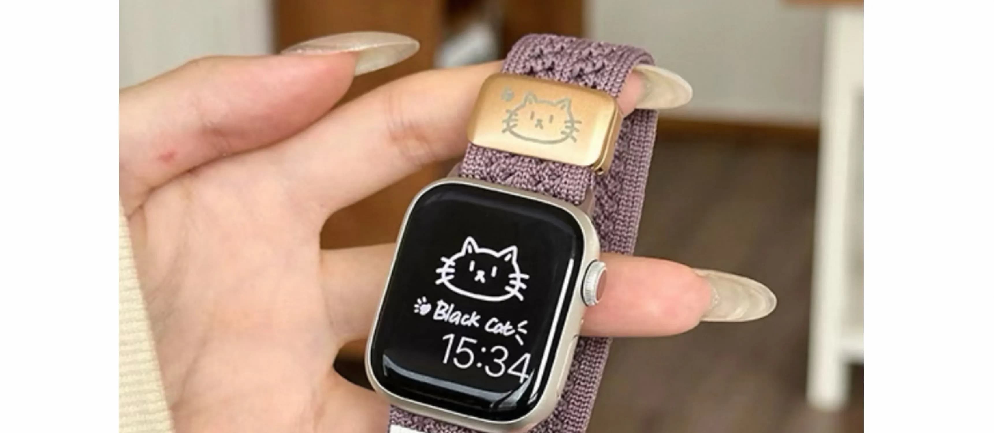 アップルウォッチバンド 猫モチーフ ナイロンバンド