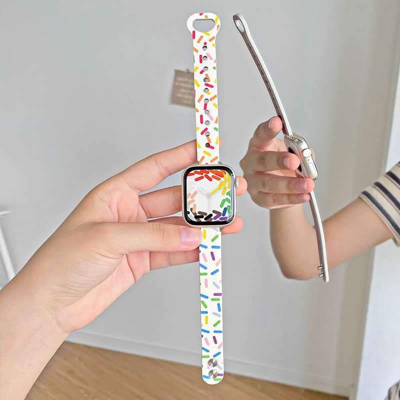 アップルウォッチバンド カラフルスプリンクル柄スマートウォッチバンド