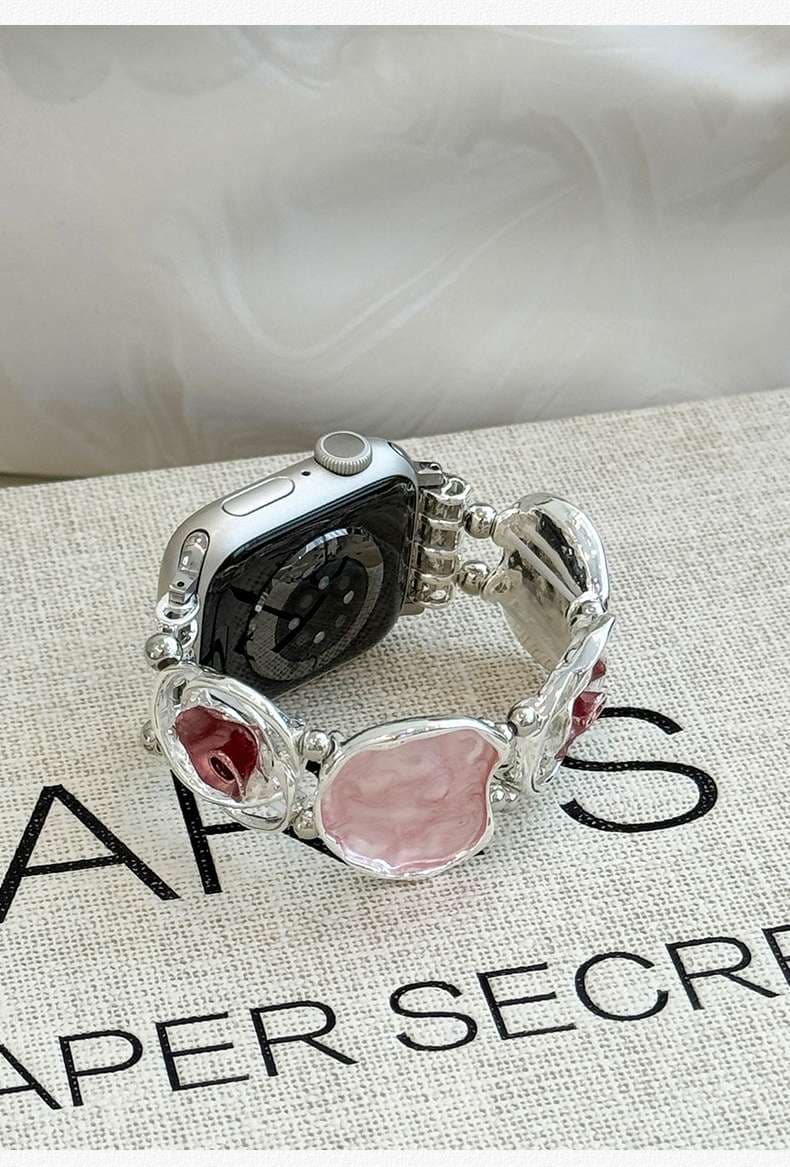 アップルウォッチバンド 高級感漂うローズクリスタルスマートウォッチバンド