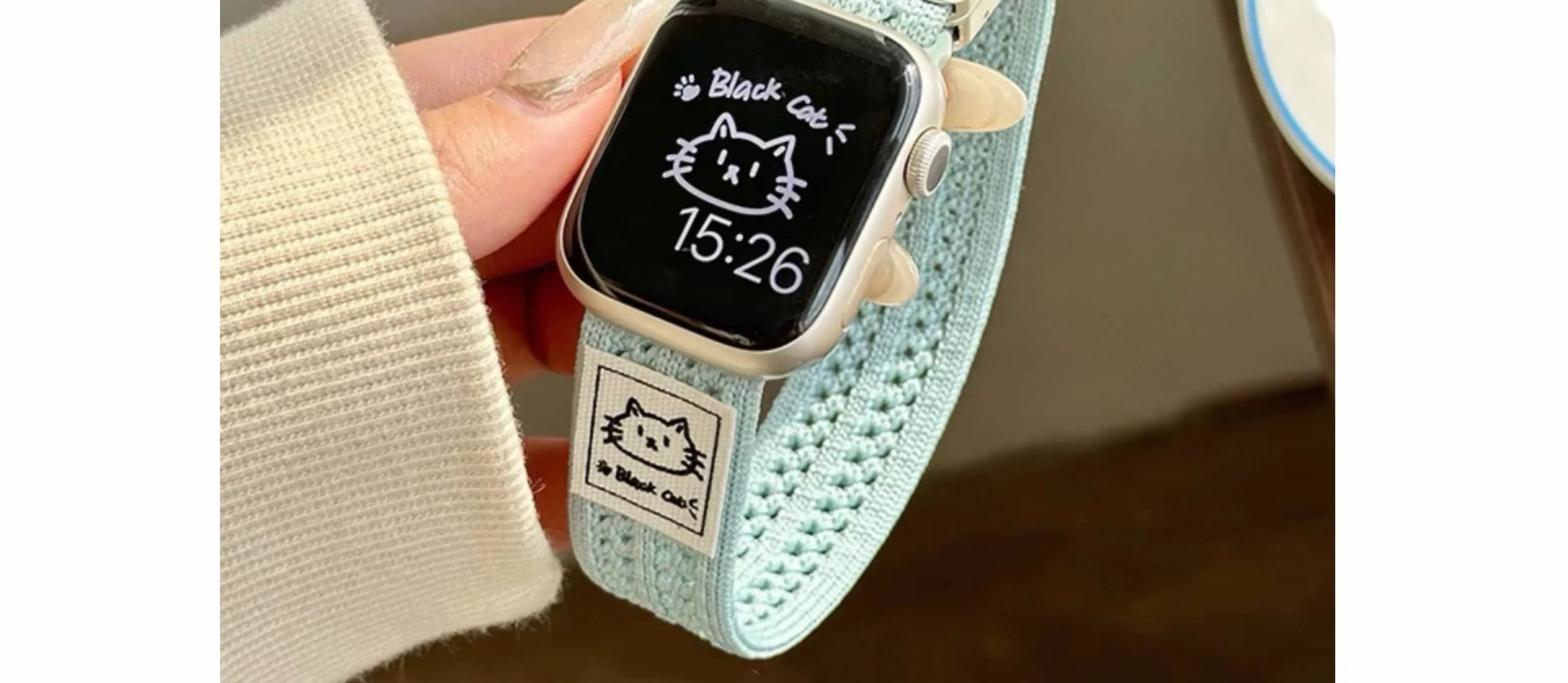 アップルウォッチバンド 猫モチーフ ナイロンバンド