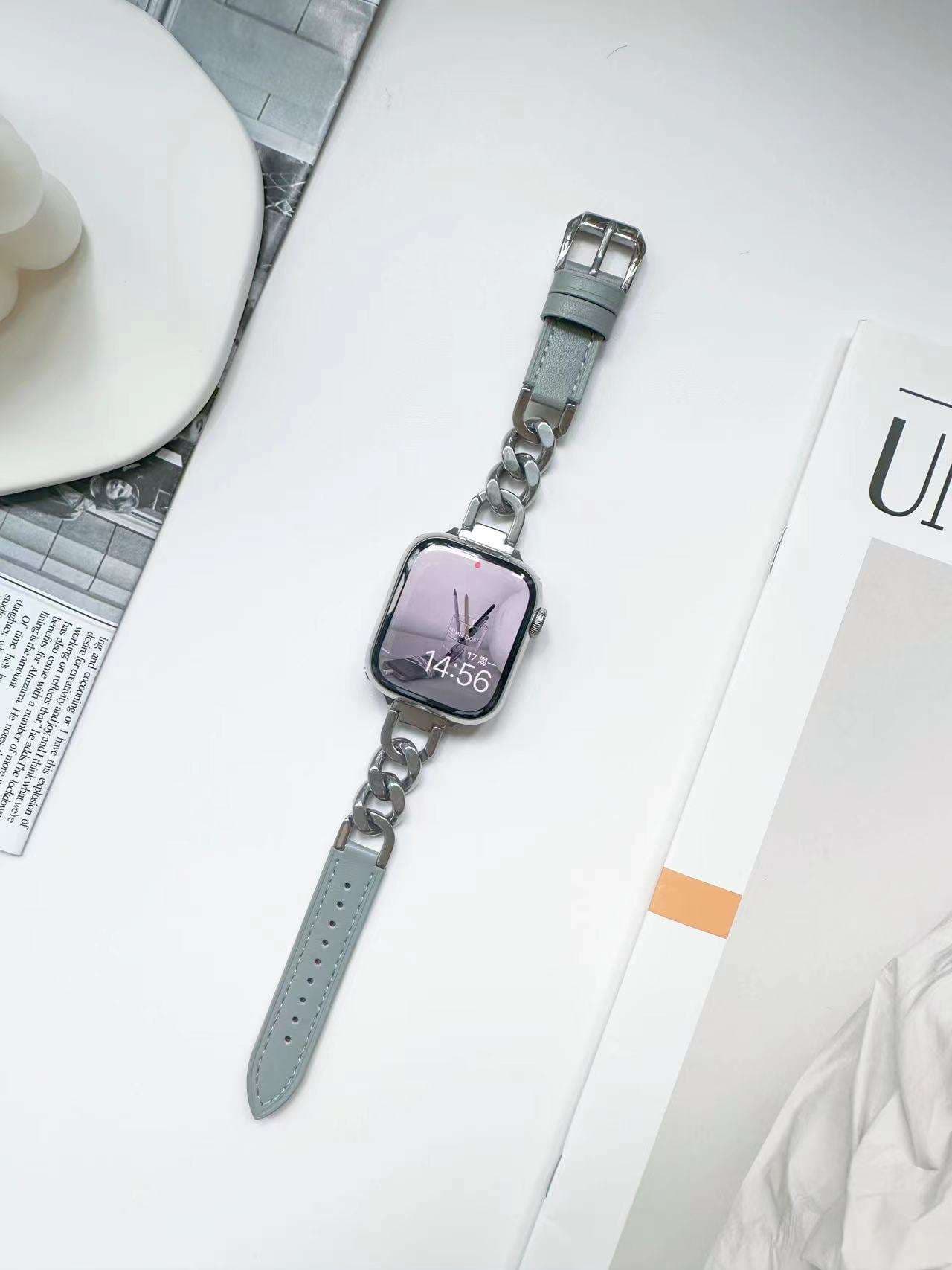 アップルウォッチバンド エレガントチェーンレザーコンビApple Watchバンド