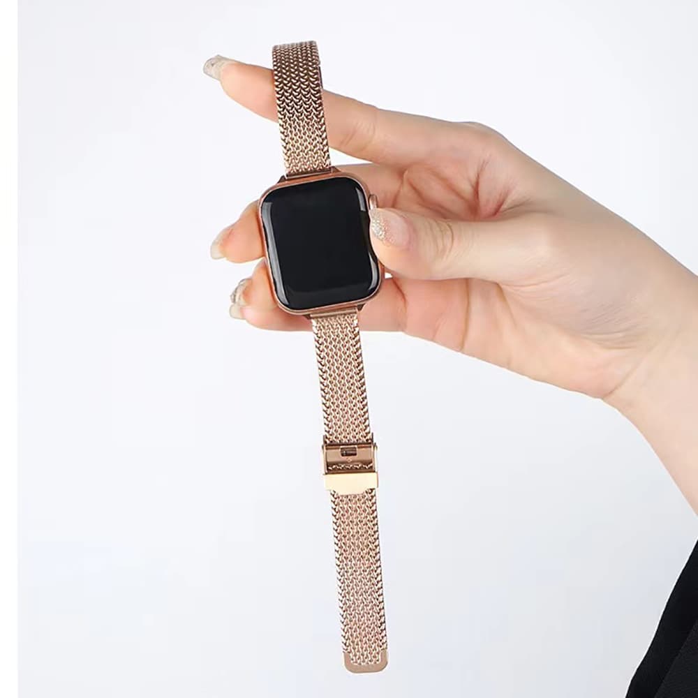 アップルウォッチバンド 細身メッシュ編みステンレスバンド