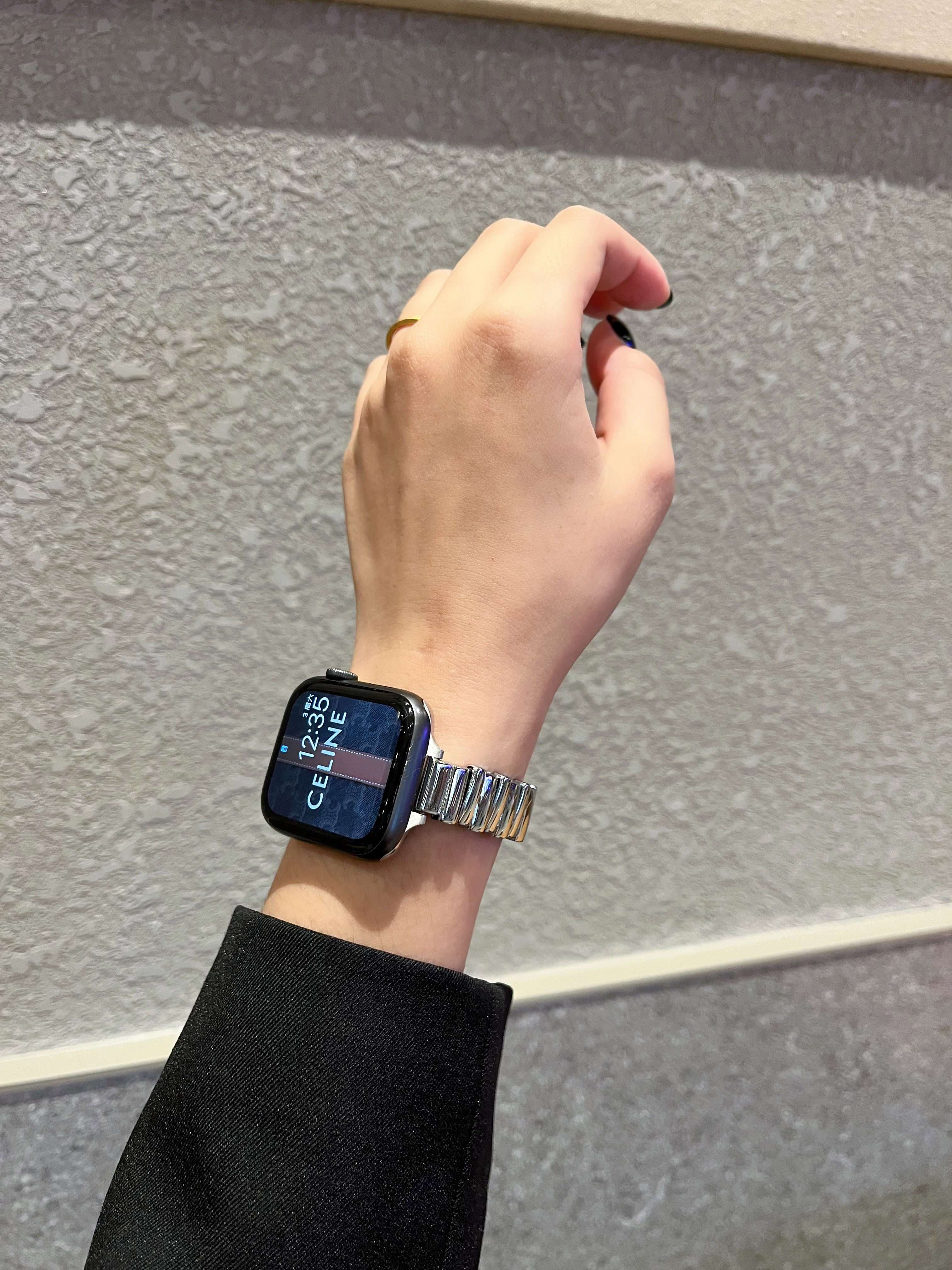 アップルウォッチバンド 伸縮性ステンレスリンクブレスレット