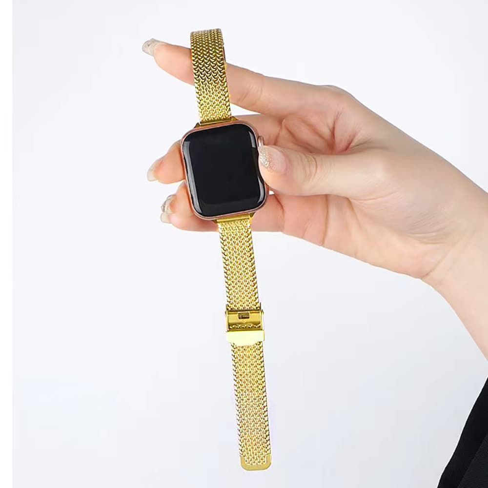アップルウォッチバンド 細身メッシュ編みステンレスバンド
